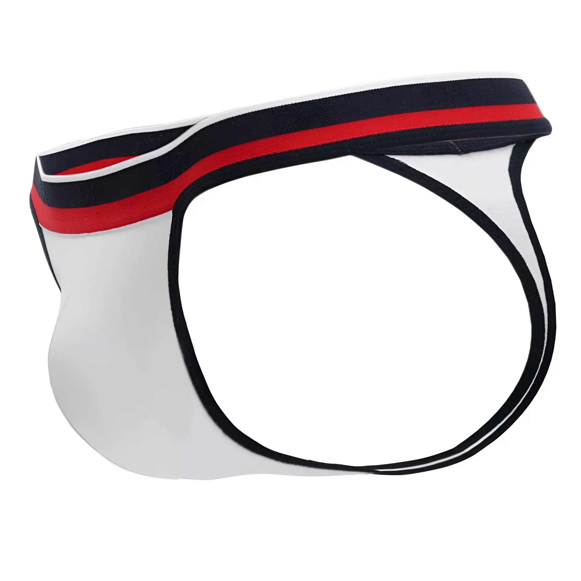 Doreanse 1218-wht metro thong in white athletic brief with black and red striped waistband for comfortable wear