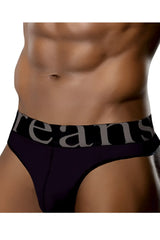 Black doreanse 1250-blk wide-band thong with contrasting gray reans logo band and comfortable fit