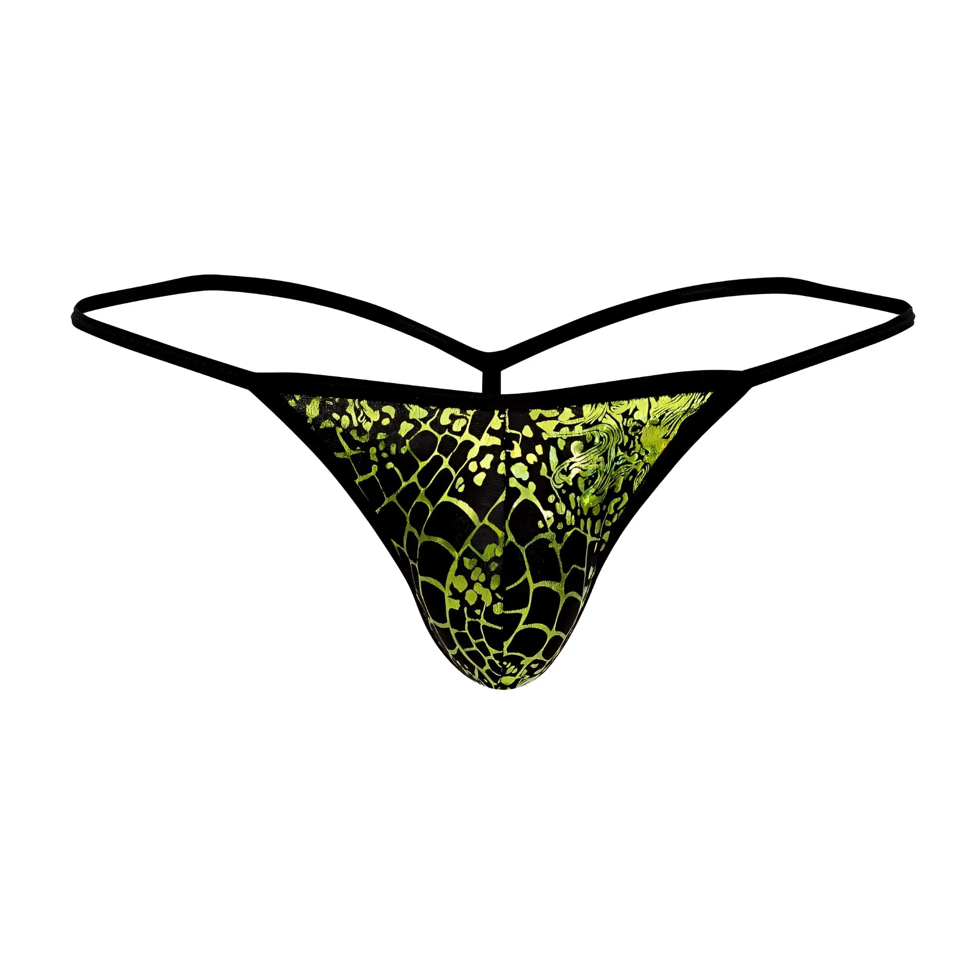 Black and neon green patterned doreanse 1260-prn space venom thong with mesh design backside view