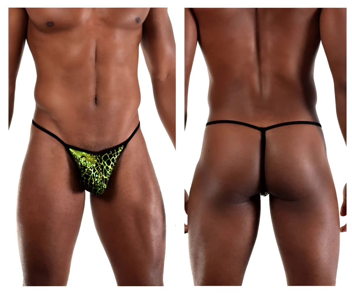 Doreanse 1260-prn space venom thong with vibrant neon green and black printed pattern and sleek form-fitting design