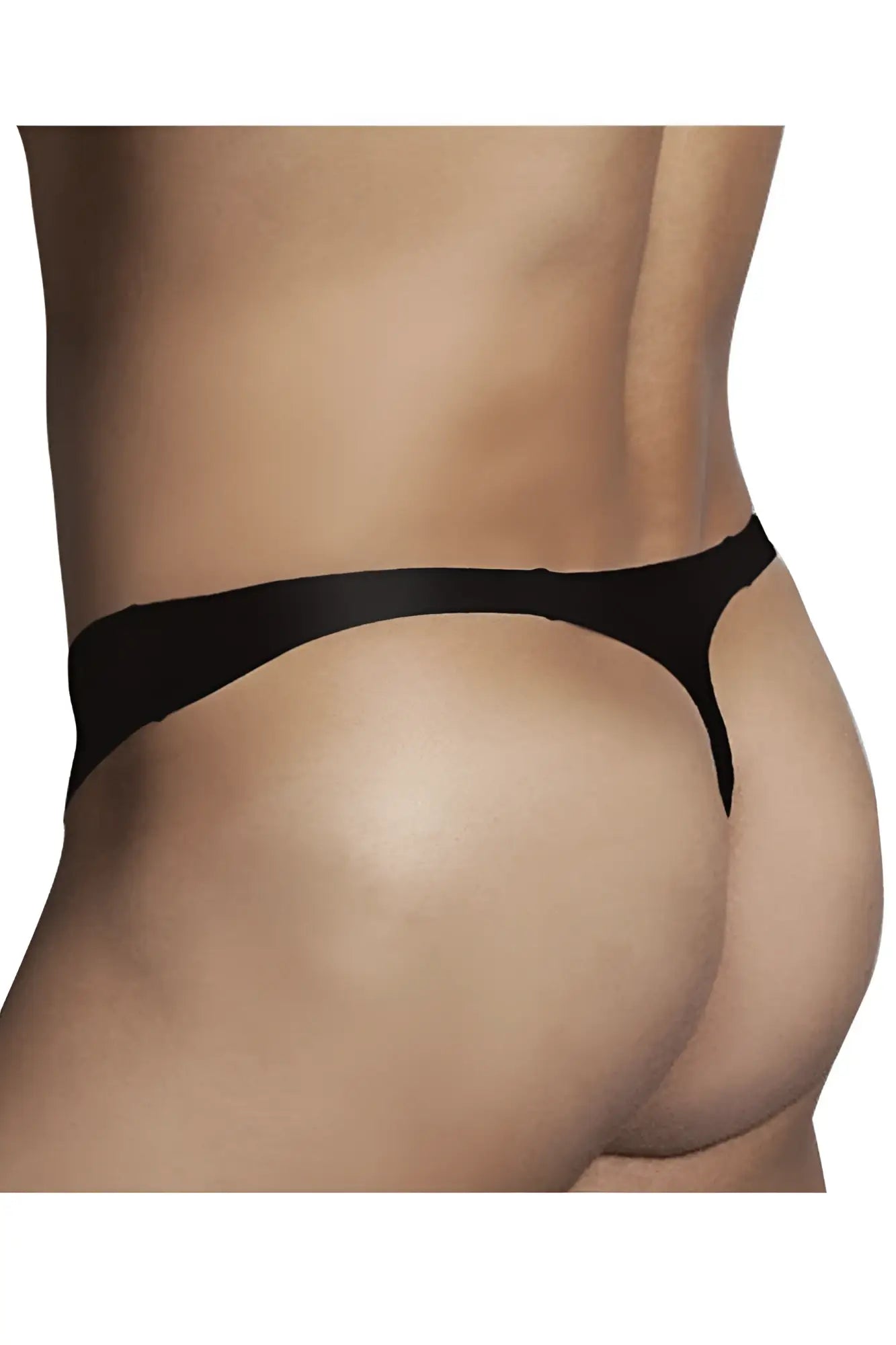Doreanse 1280-BLK black thong made of smooth stretchy fabric with a sleek minimalist design shown from the back side