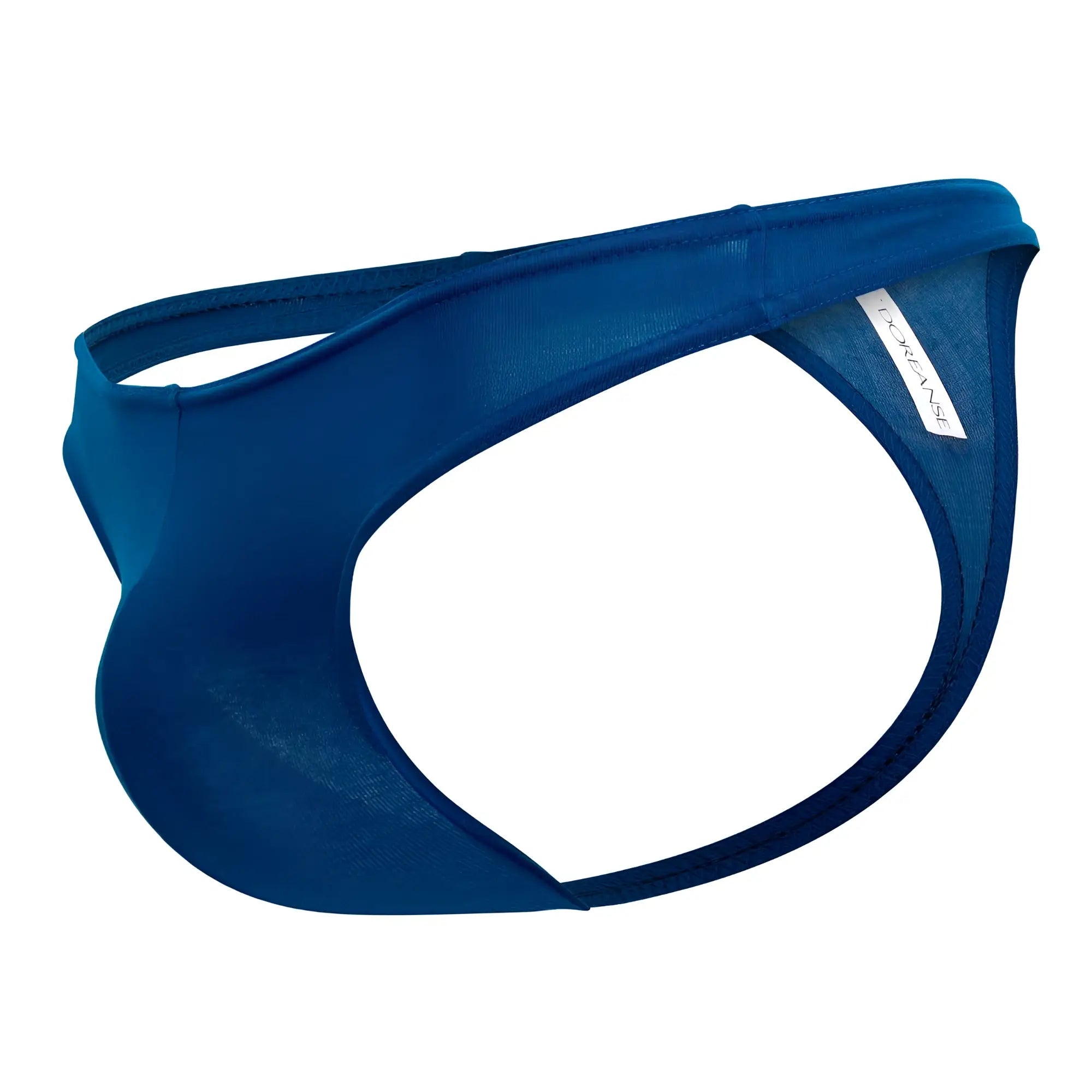 A sleek blue doreanse 1280-blu hang-loose thong made of smooth stretchy fabric with a minimalist design and white tag