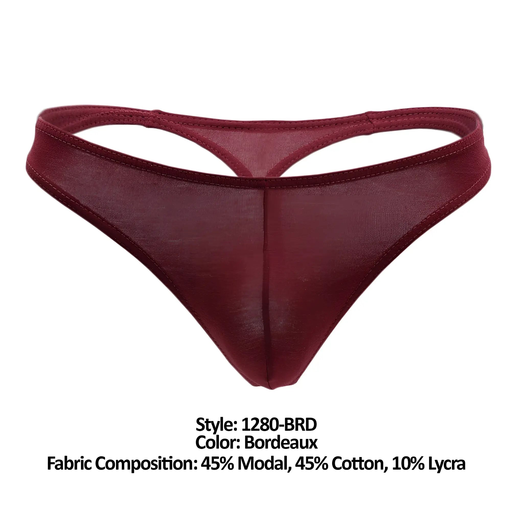 Bordeaux-colored doreanse 1280-brd hang-loose thong made from modal cotton and lycra blend shown from back side