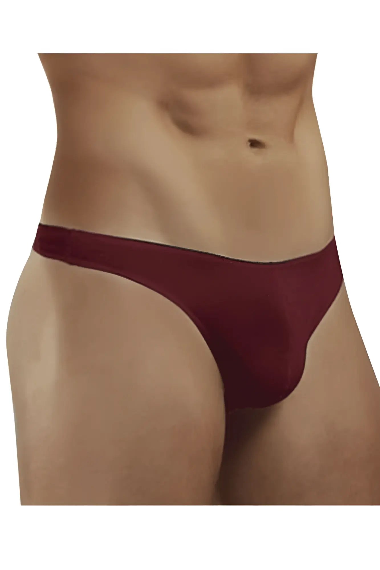 Maroon-colored doreanse 1280-brd hang-loose thong made of smooth fabric with a form-fitting design shown from the back