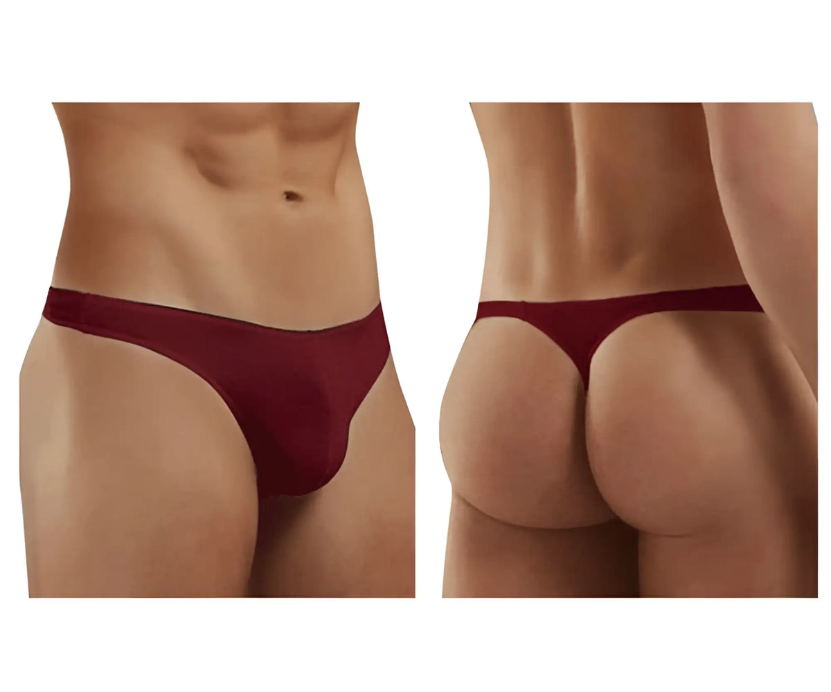 Doreanse 1280-BRD hang-loose thong in bordeaux maroon with smooth form-fitting design shown from the back side