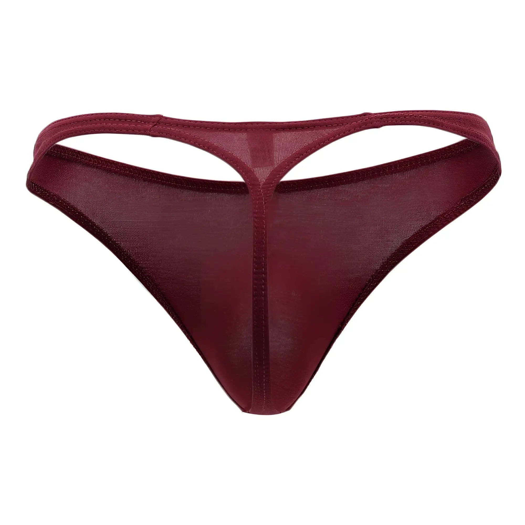 Doreanse 1280-BRD hang-loose thong in sheer maroon with a smooth glossy finish and delicate edge stitching