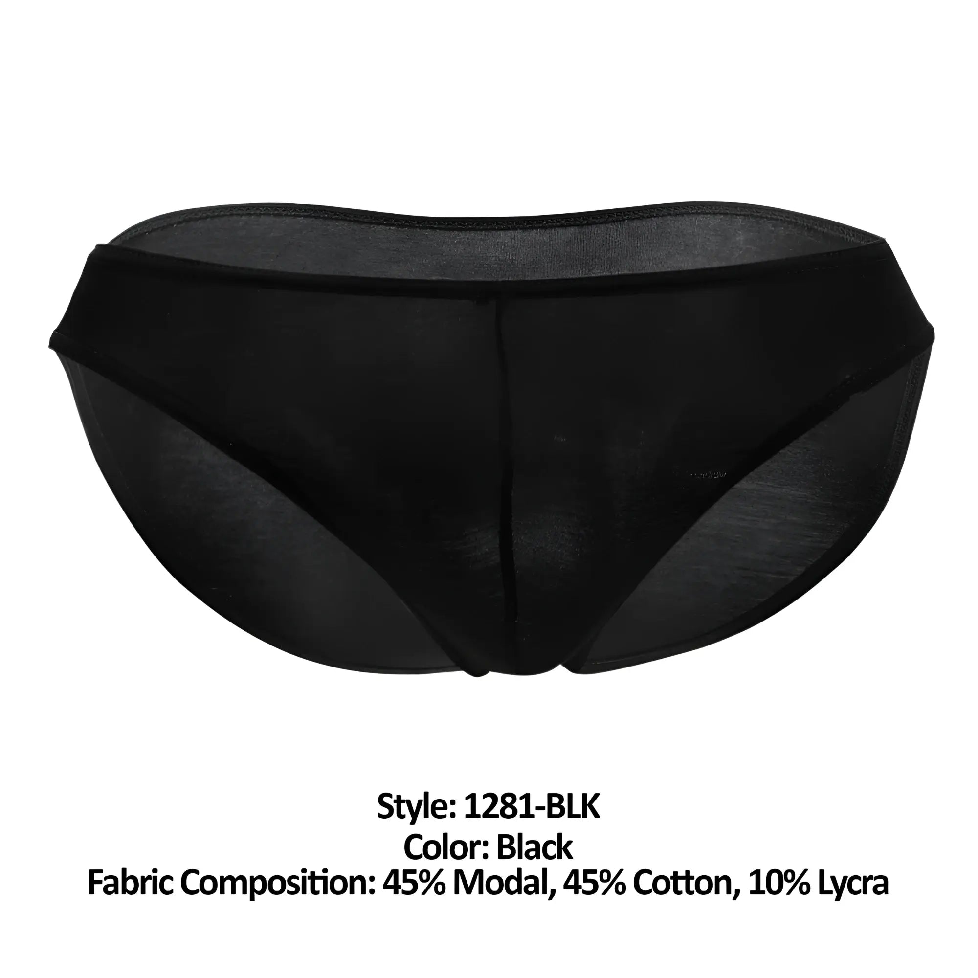 Black sheer mesh Doreanse 1281-BLK hang-loose bikini briefs made of modal cotton and lycra blend