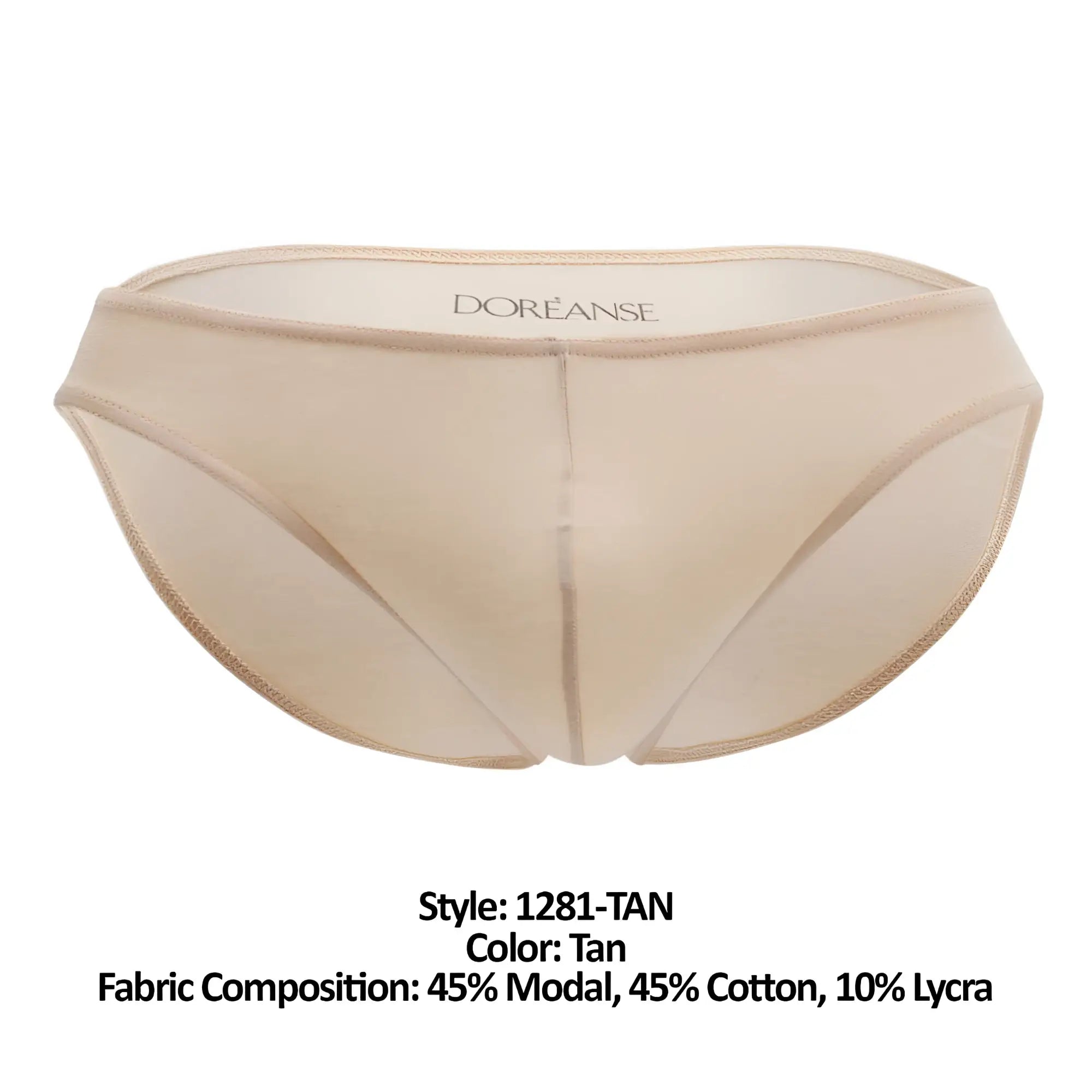 Tan doreanse 1281 hang-loose bikini brief made of 45% modal 45% cotton and 10% lycra in tan color