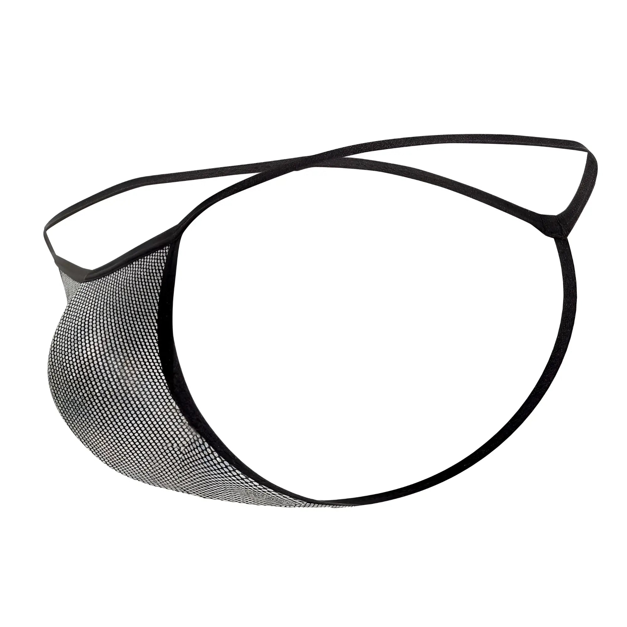 Black mesh Doreanse 1300-CLB disco thong with sleek minimalist design and reinforced elastic straps front view