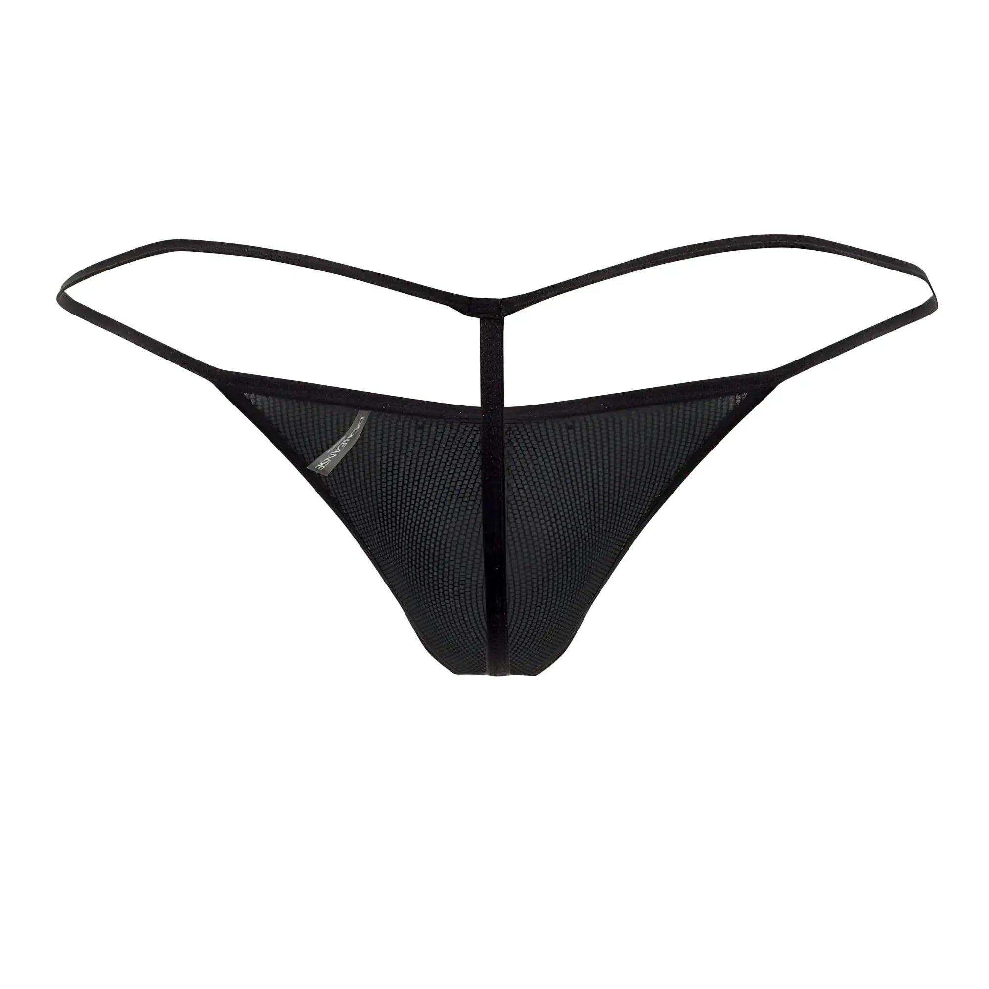 Black mesh thong with thin sleek straps and central seam from doreanse 1300-clb disco thongs color circuit collection