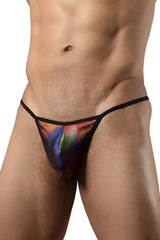 Black mesh thong with vibrant rainbow gradient pattern from doreanse 1300-phx disco thongs color phoenix collection
