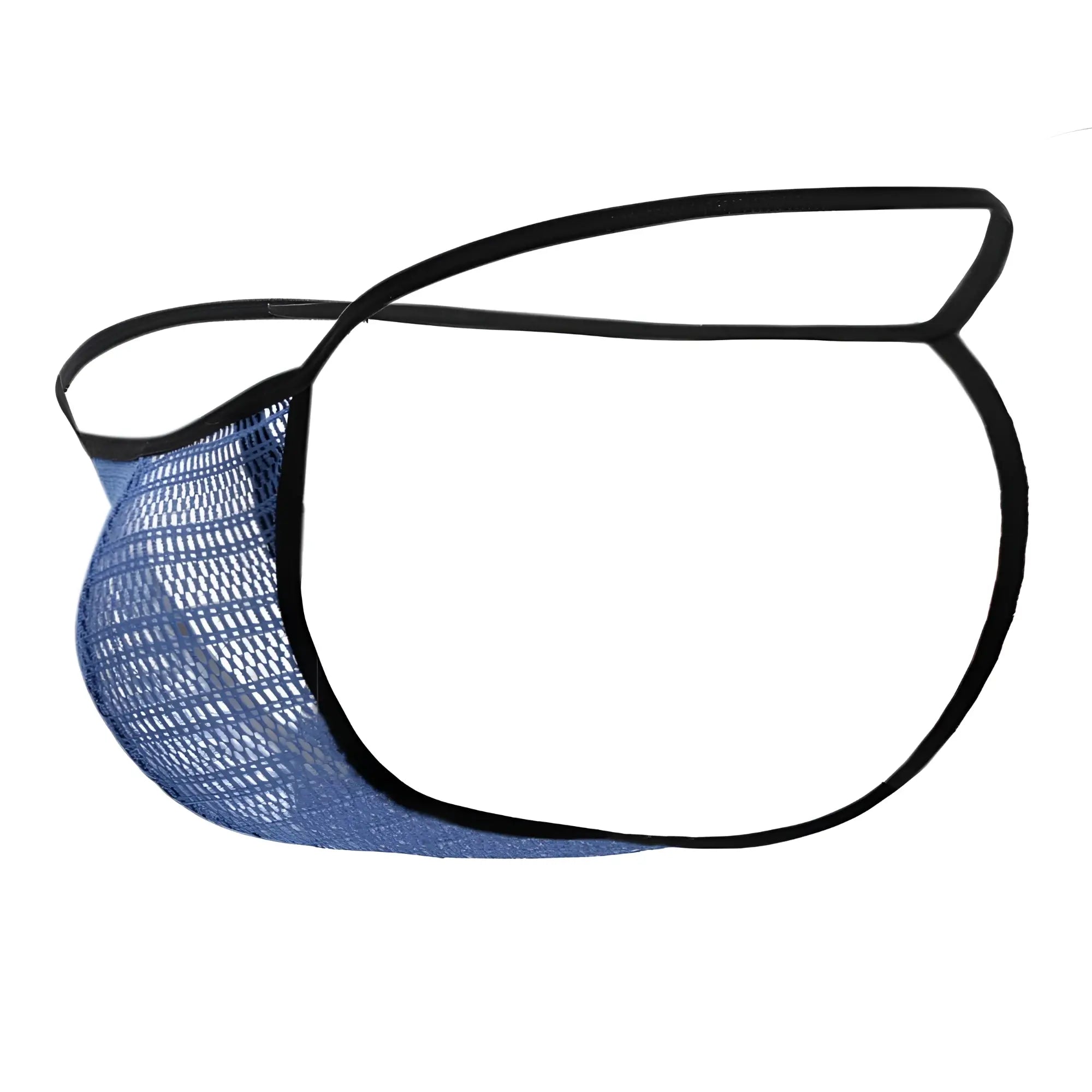 Blue mesh men’s thong with black elastic trim from doreanse 1306-BLU g-string thong in blue color