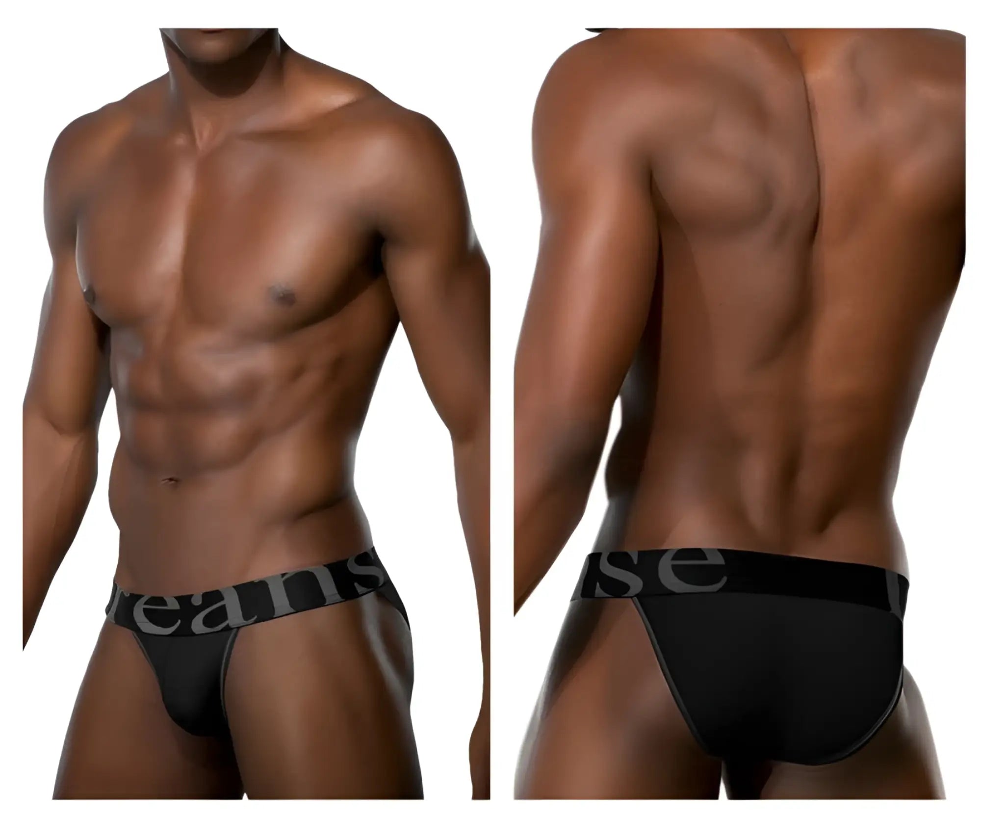 Black dooreanase 1313-blk ribbed micromodal bikini briefs with sleek form-fitting design and gray logo band
