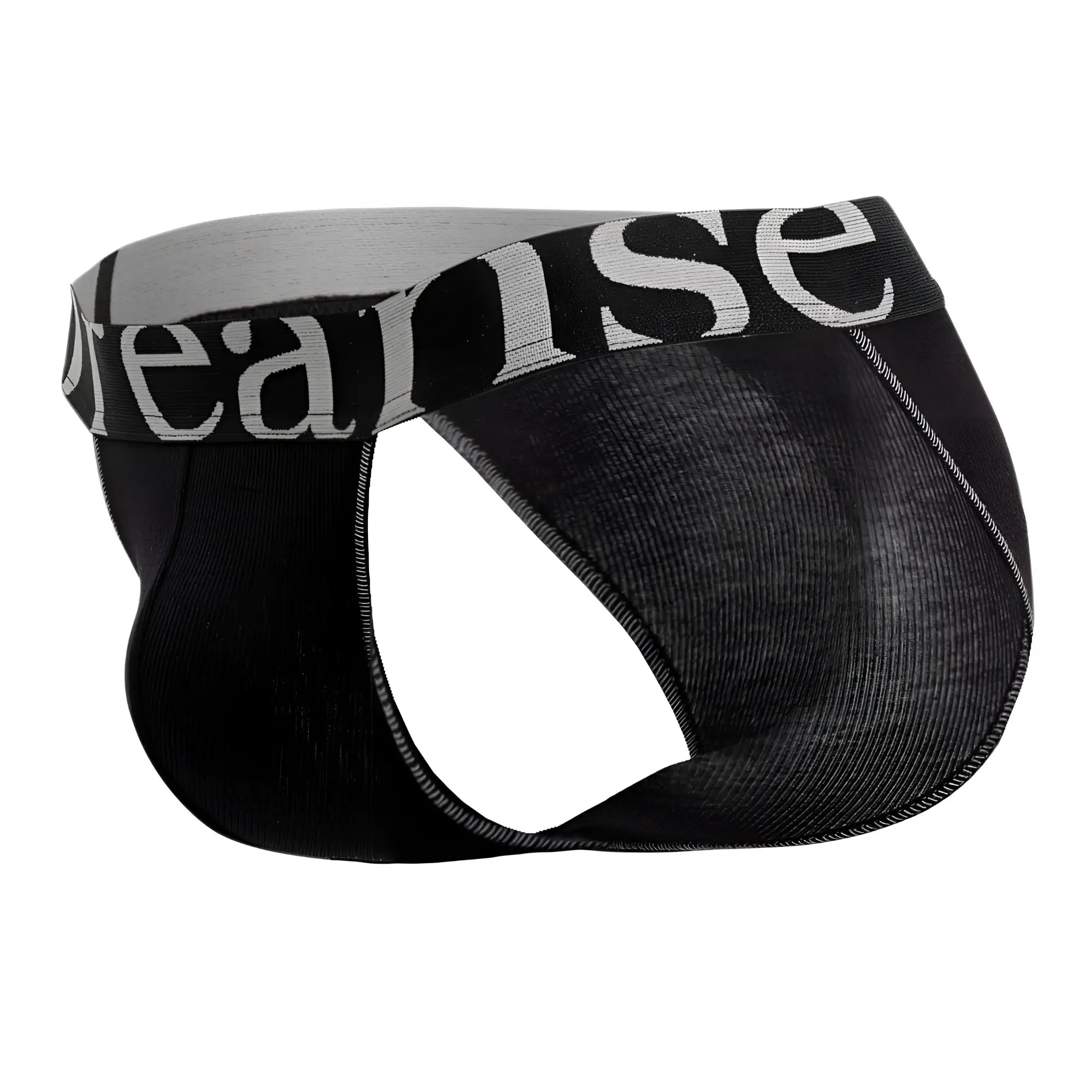 Black doreanse 1313-blk ribbed micromodal bikini briefs with gray waistband and white reanise logo lettering