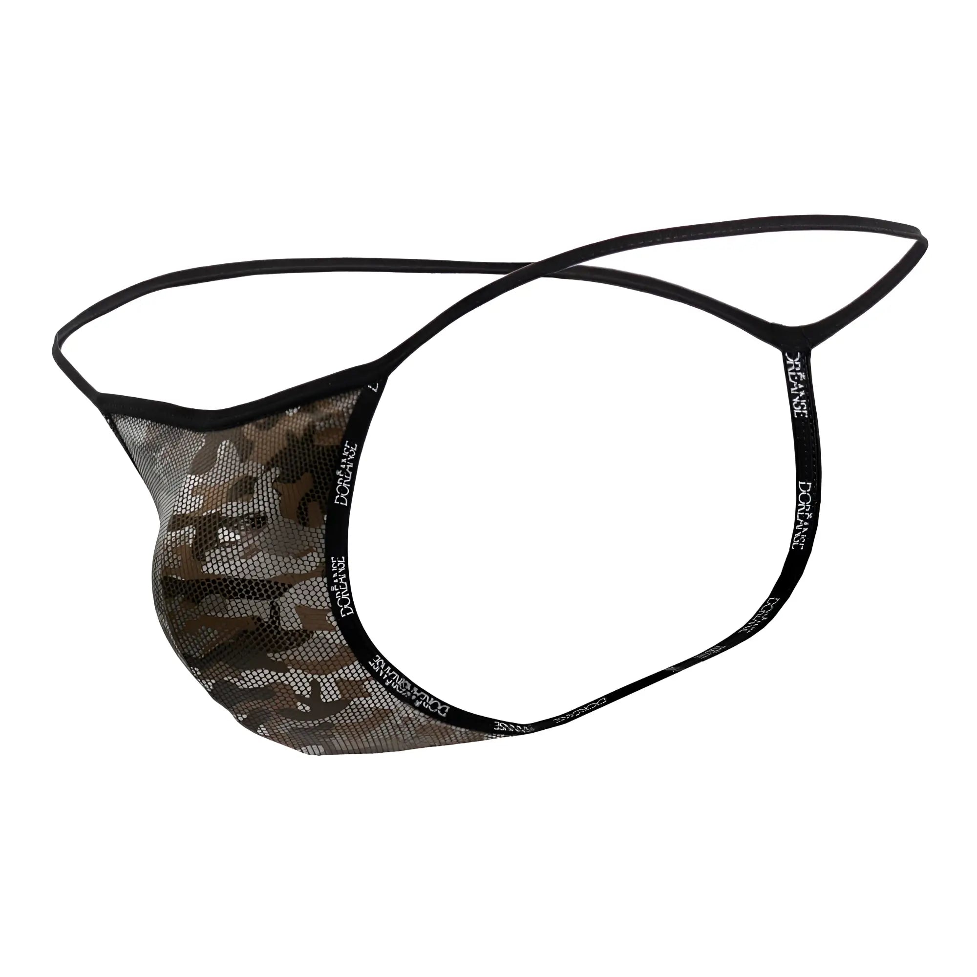 Black mesh thong with camouflage pattern and elastic waistband from doreanse 1326-cam flashy g-string camotech