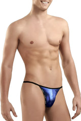 Doreanse 1326-rbl flashy g-string blue metallic briefs with black trim designed for bold, stylish underwear wear