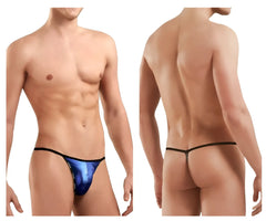Doreanse 1326-RBL flashy G-string in royal blue metallic with black trim showing front side design