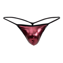 Shiny metallic red thong with black elastic straps and trim from doreanse 1326-rro flashy g-string royal rose
