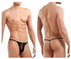 Black sheer thong with thin elastic waistband and small metallic clasp at back by doreanse 1326-sbk flashy g-string