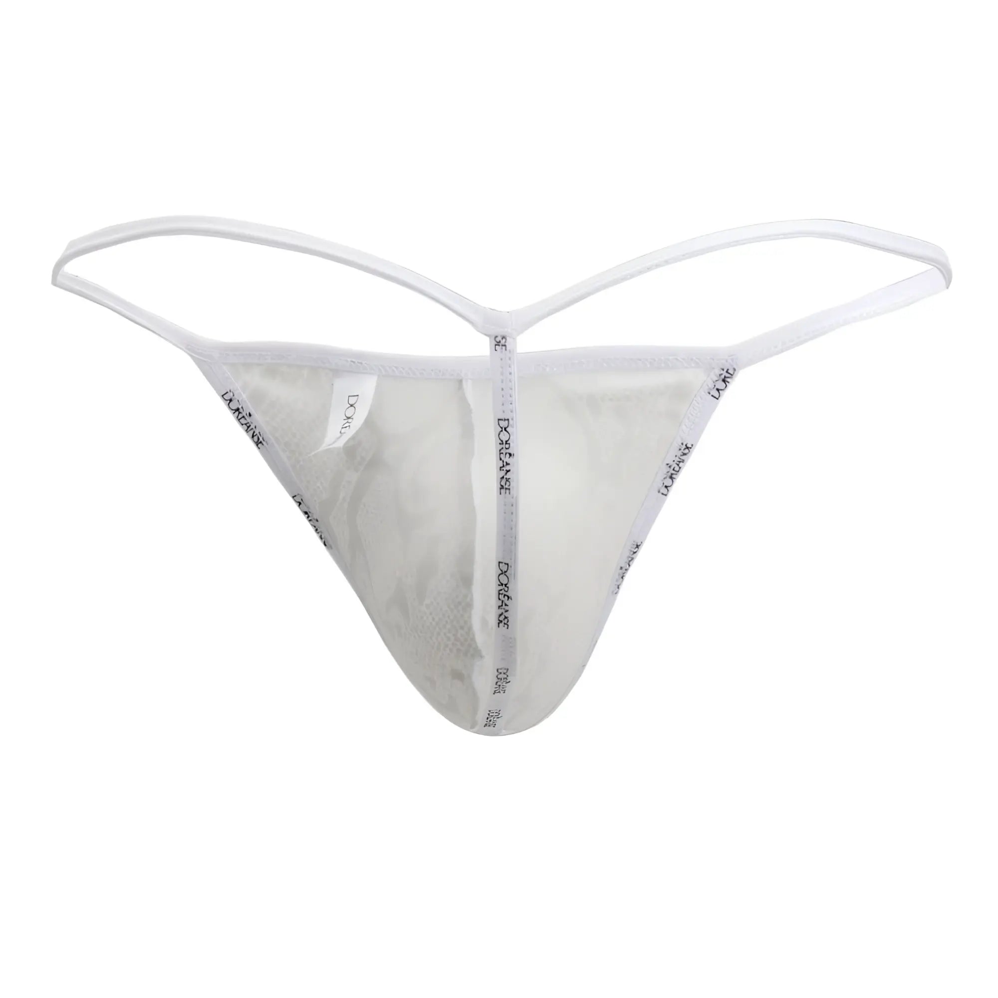 White lace thong with thin elastic straps and subtle patterned design in doreanse 1326-slv flashy g-string silver snake