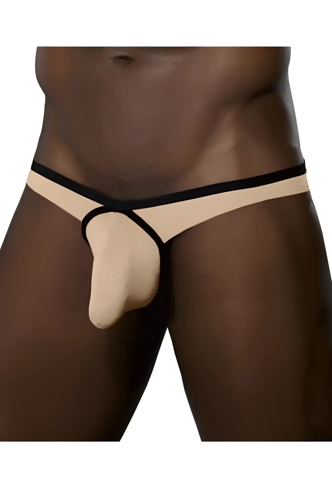 Doreanse 1332-tan loop thong in beige and black with supportive molded design and tan color front view