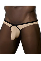 Doreanse 1332-tan loop thong in beige and black with supportive molded design and tan color front view