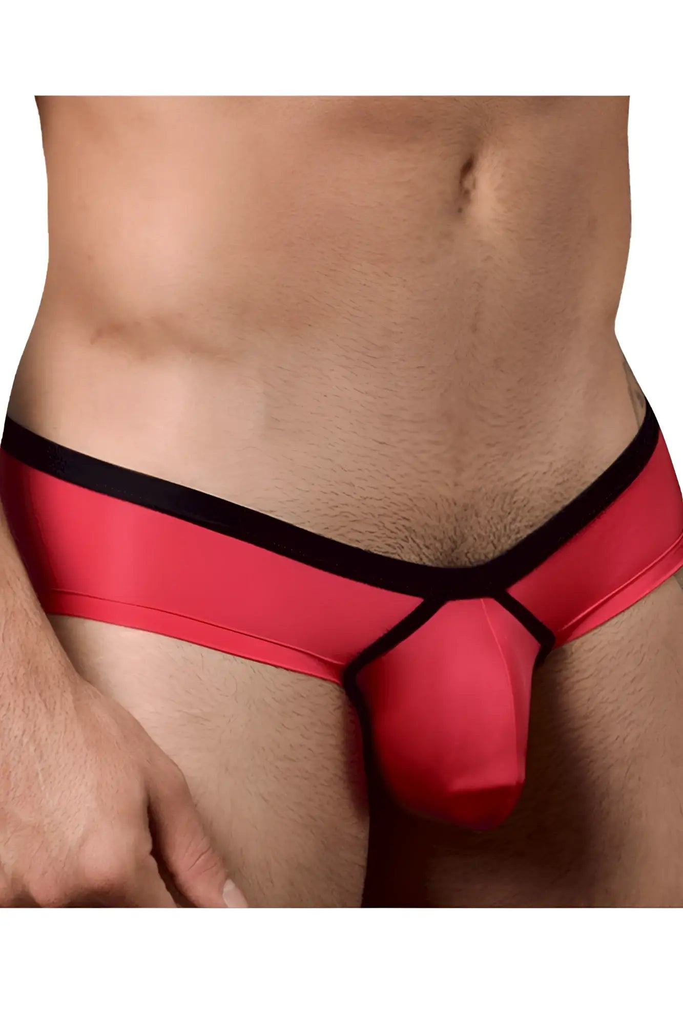 Doreanse 1377-fuc boost cheeky brief in fuchsia satin with red and black sleek form-fitting design