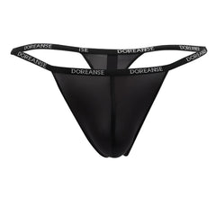 Black doreanse 1390-blk aire thong with sheer mesh front and elastic waistband featuring white branding