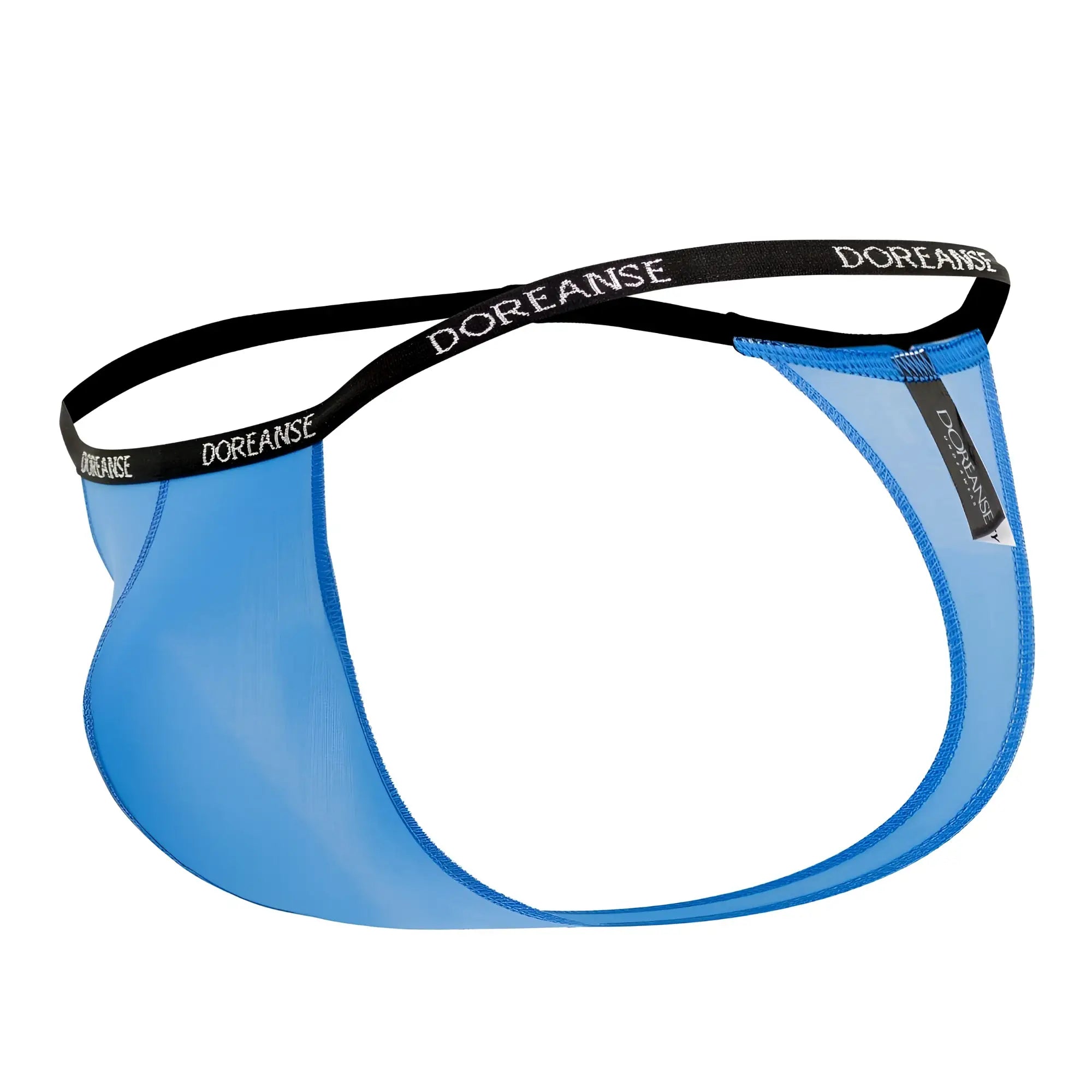 Blue sheer doreanse 1390-blu aire thong with black elastic waistband in cobalt blue material