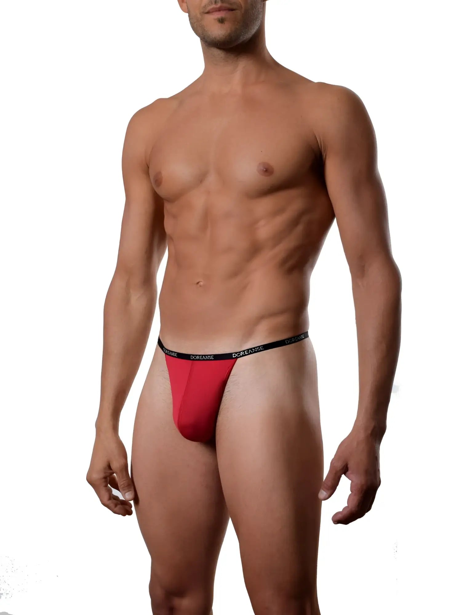 Doreanse 1390-red aire thong in red with black elastic waistband made of breathable fabric for comfortable wear
