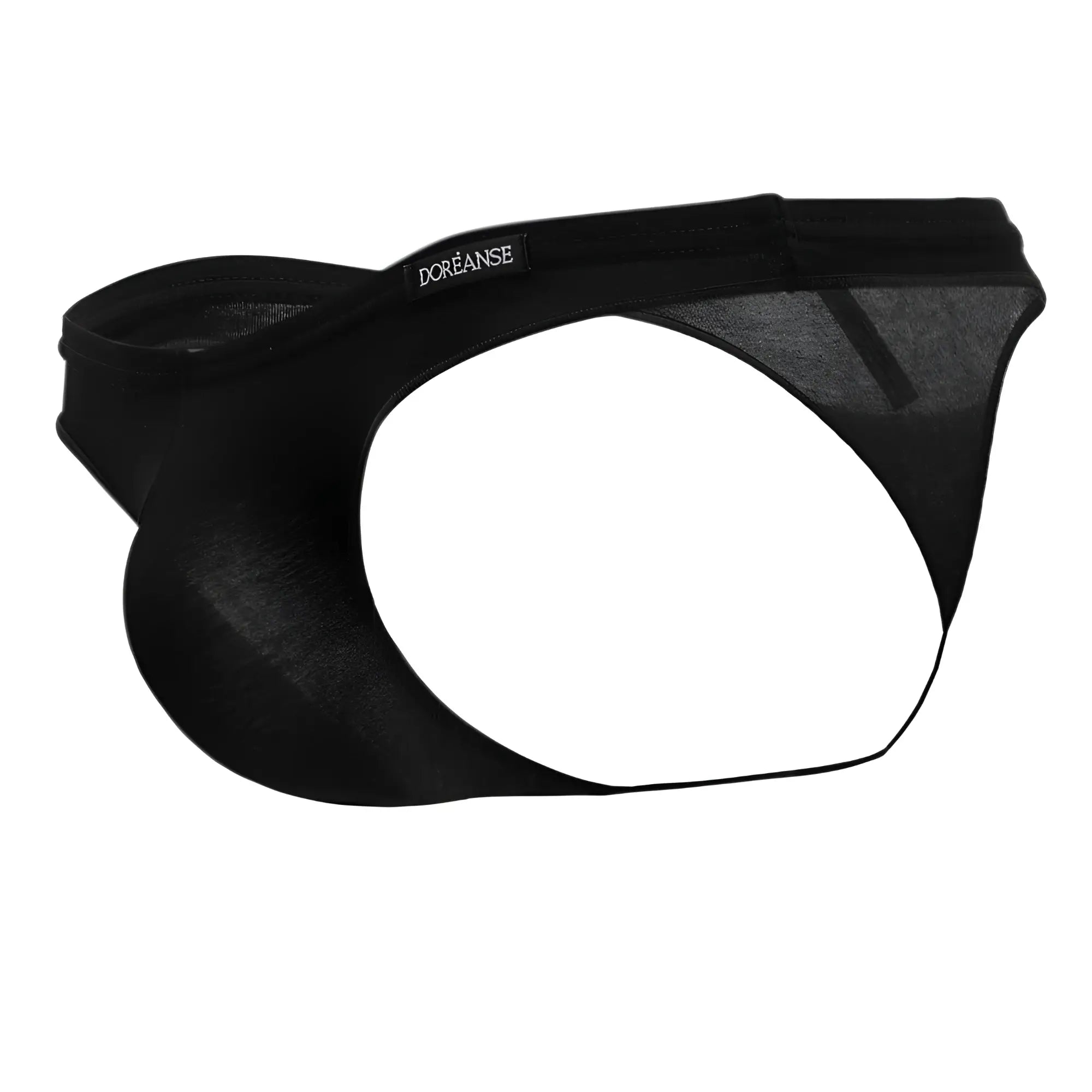 Black doreanse 1392-blk euro thong men’s briefs with sheer mesh panel and elastic waistband in black color