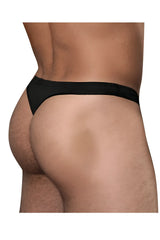Black doreanse 1392-blk euro thong underwear with smooth stretchy fabric waistband in sleek black color