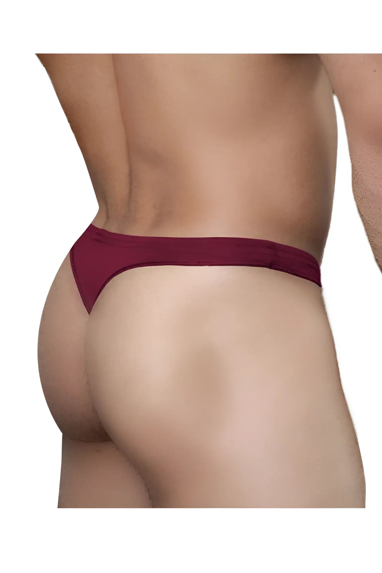 A maroon bordeaux euro thong by doreanse made of smooth stretchy fabric with a narrow waistband and minimal coverage