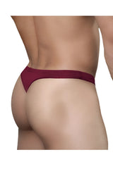 A maroon bordeaux euro thong by doreanse made of smooth stretchy fabric with a narrow waistband and minimal coverage