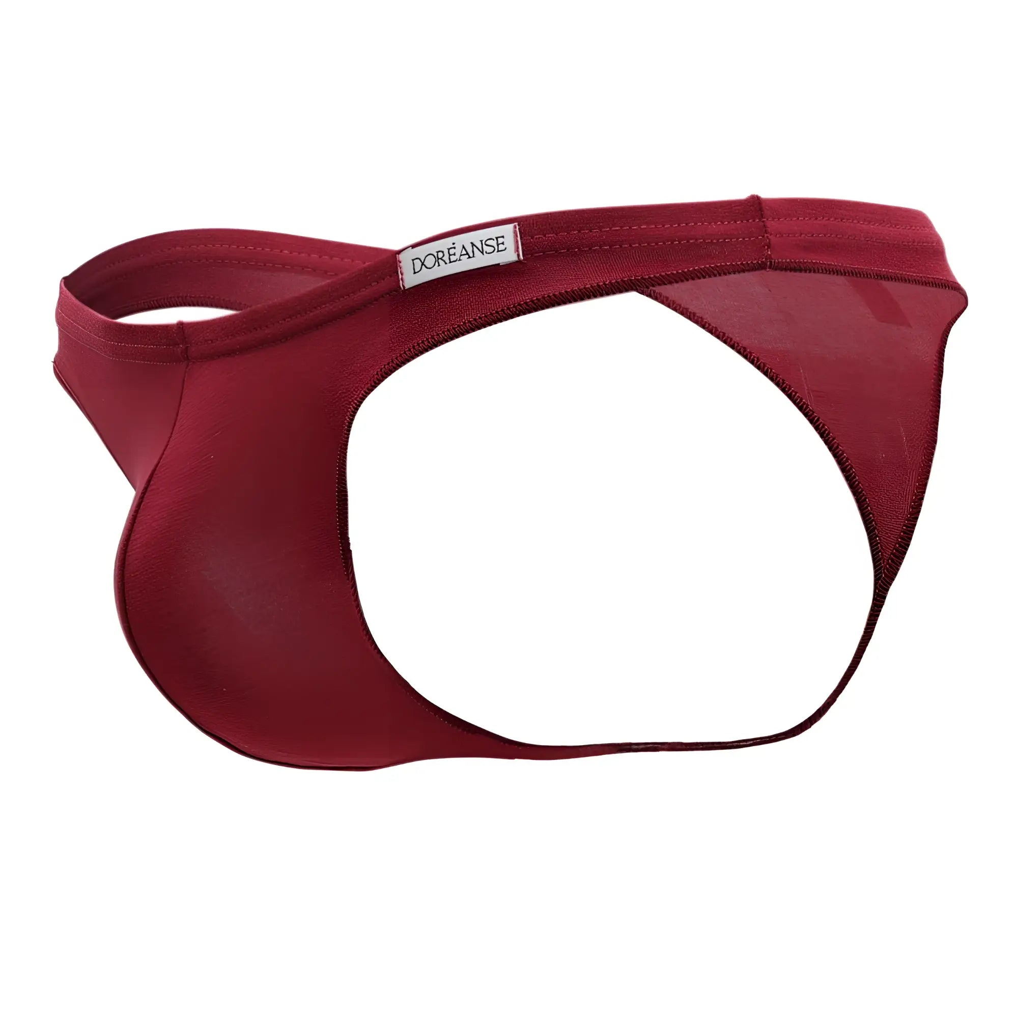 A sleek deep red doreanse 1392-brd euro thong with smooth form-fitting fabric and subtle edge stitching
