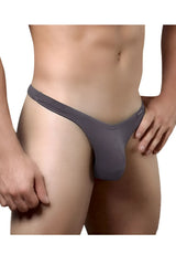 Gray doreanse 1392-smk euro thong with smooth form-fitting design and subtle branding on smoke color waistband