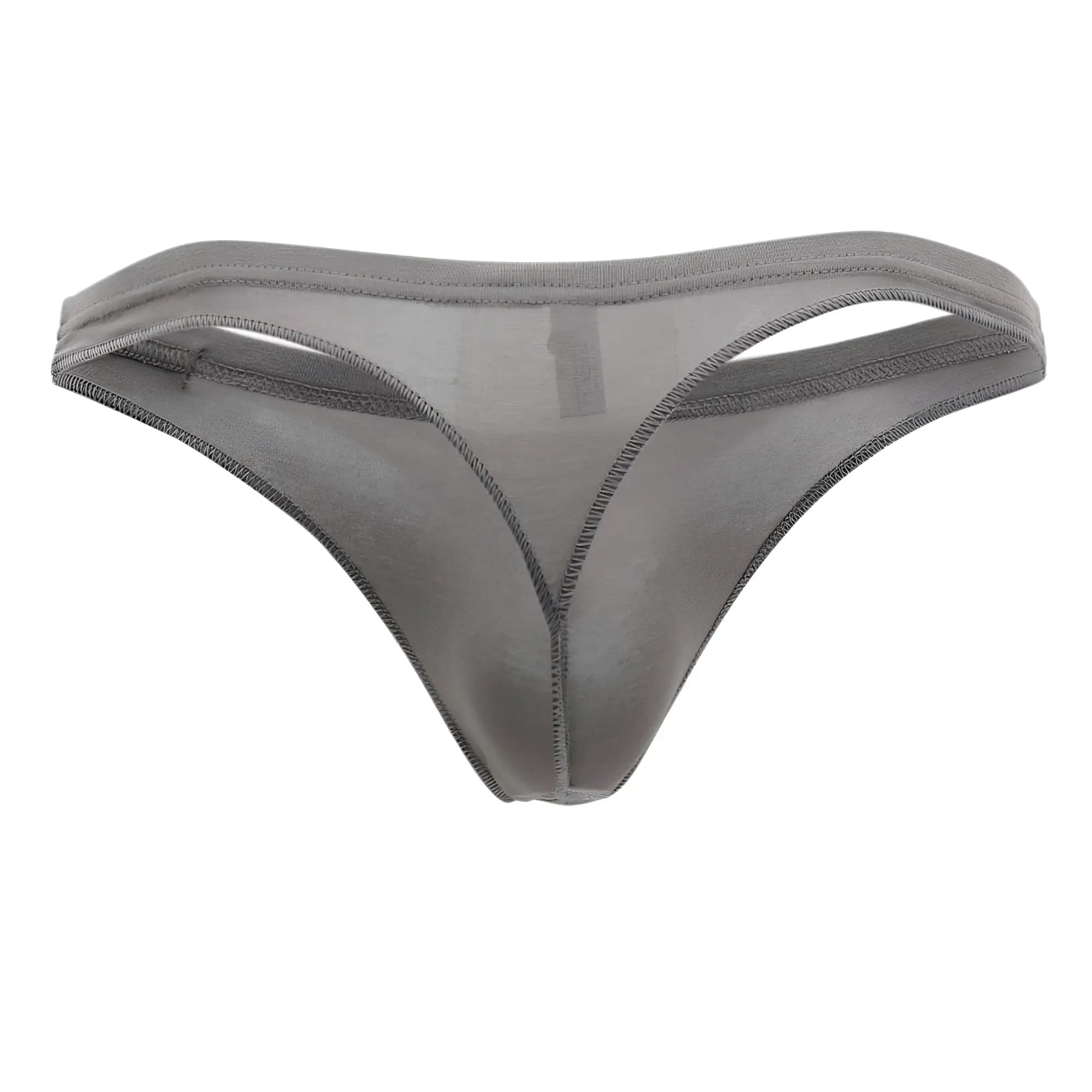 Doreanse 1392-smk euro thong in smoke gray sheer mesh with smooth translucent fabric and reinforced stitching edges