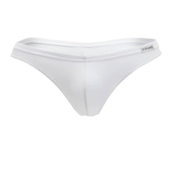 White doreanse 1392-wht euro thong made of smooth form-fitting fabric with minimalist design shown from the back