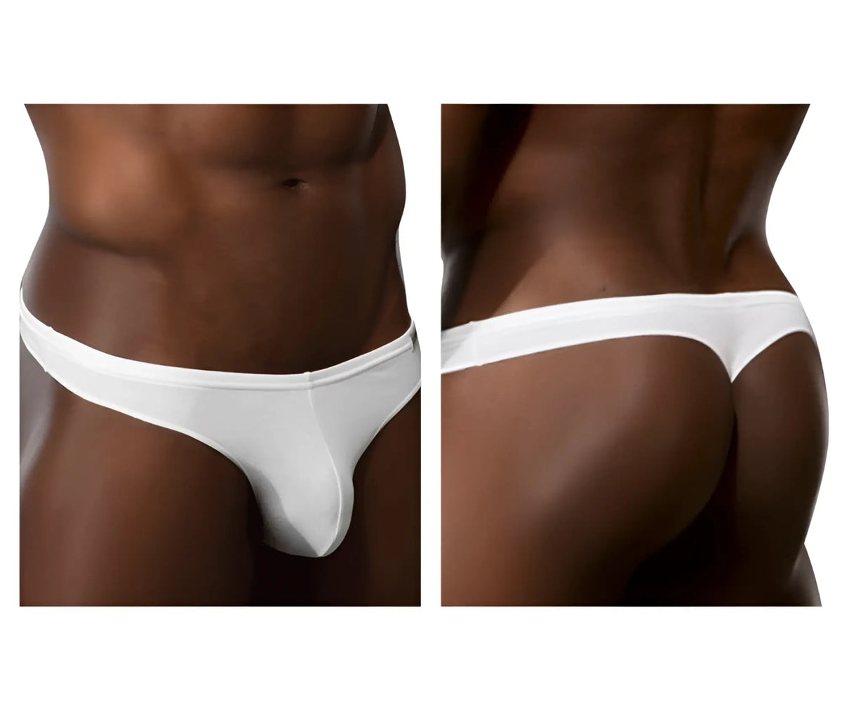 White Doreanse 1392 euro thong made of smooth stretchy fabric shown from the back side in a form-fitting style