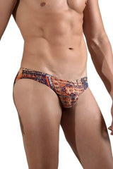 Doreanse 1403-PRN Persian briefs in orange and blue with intricate geometric pattern for men’s underwear