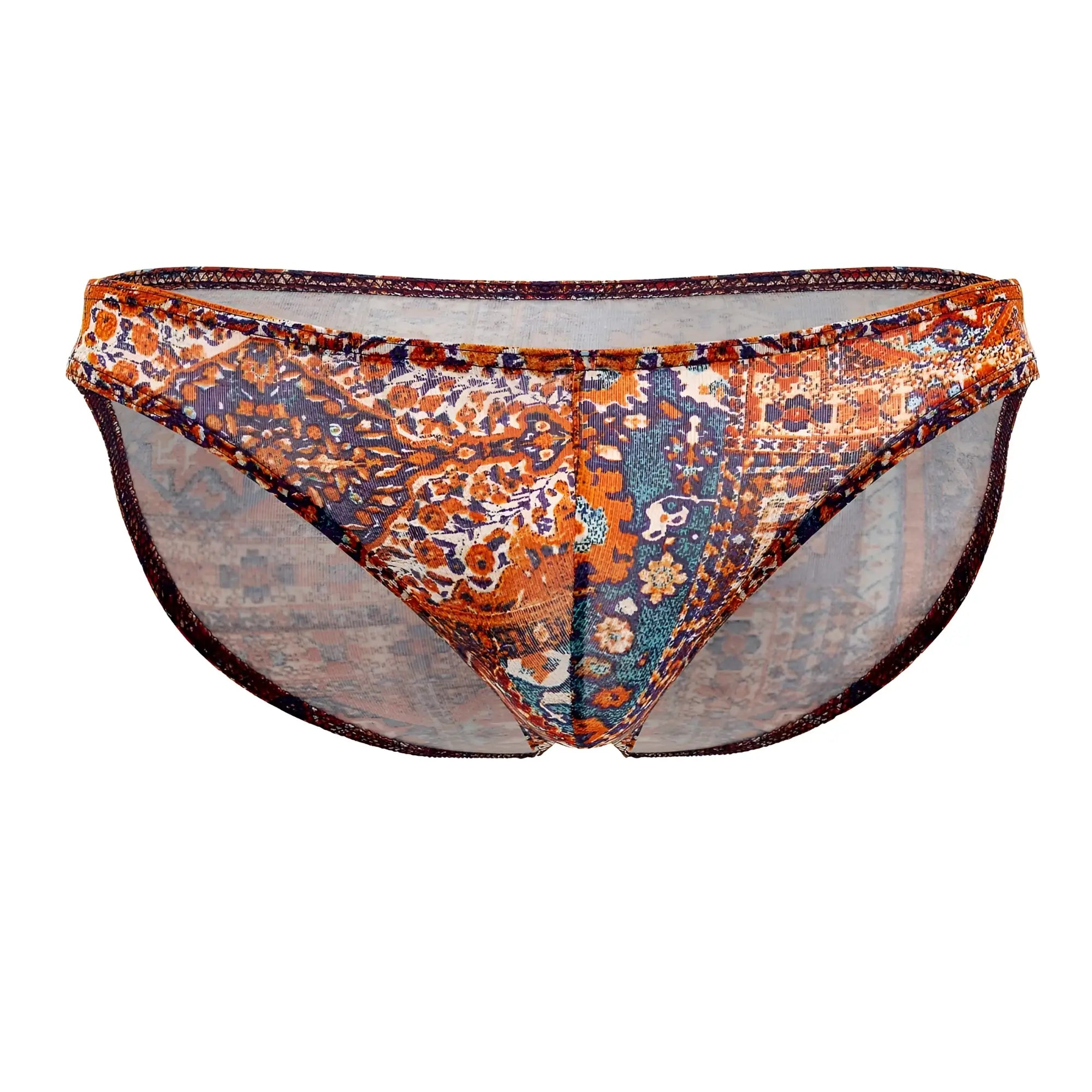 Doreanse 1403-prn persian briefs color printed orange and blue patterned mesh briefs with vintage rug design