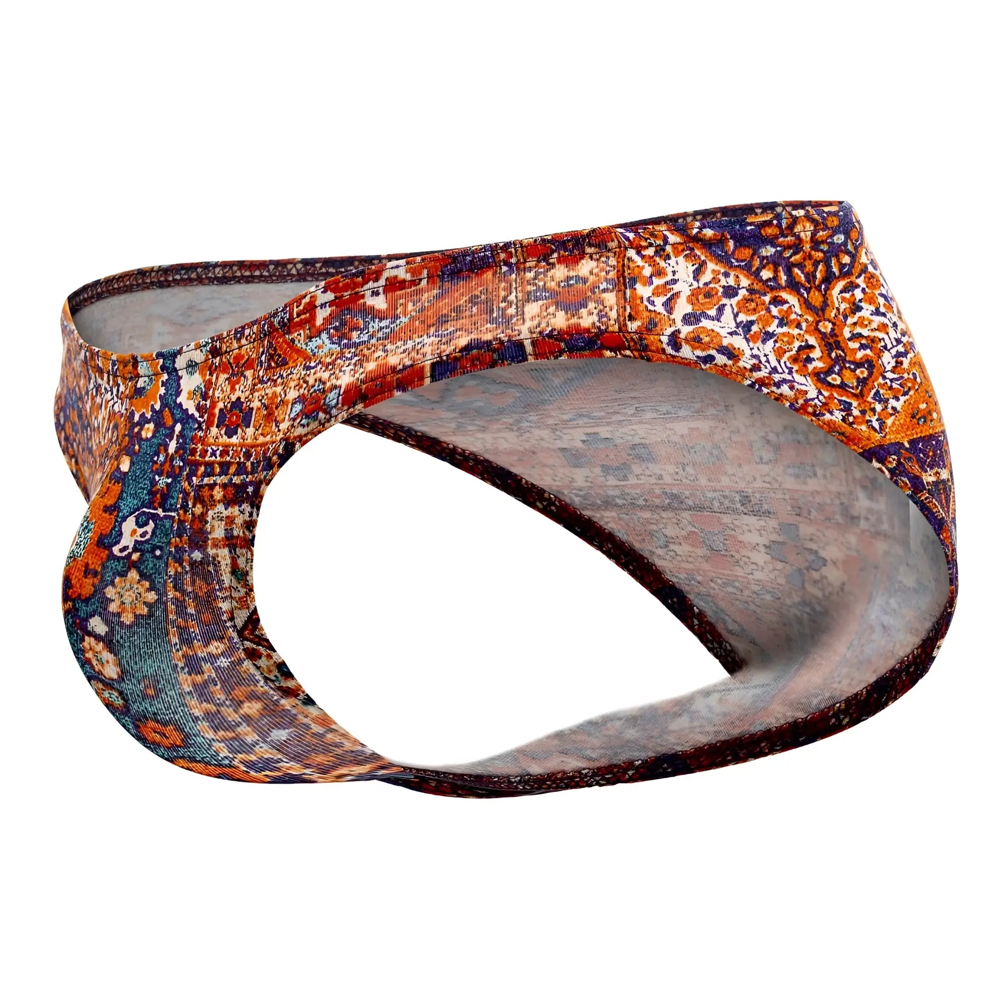 Doreanse 1403-PRN Persian briefs men’s underwear with vibrant vintage Persian rug pattern in orange blue and brown