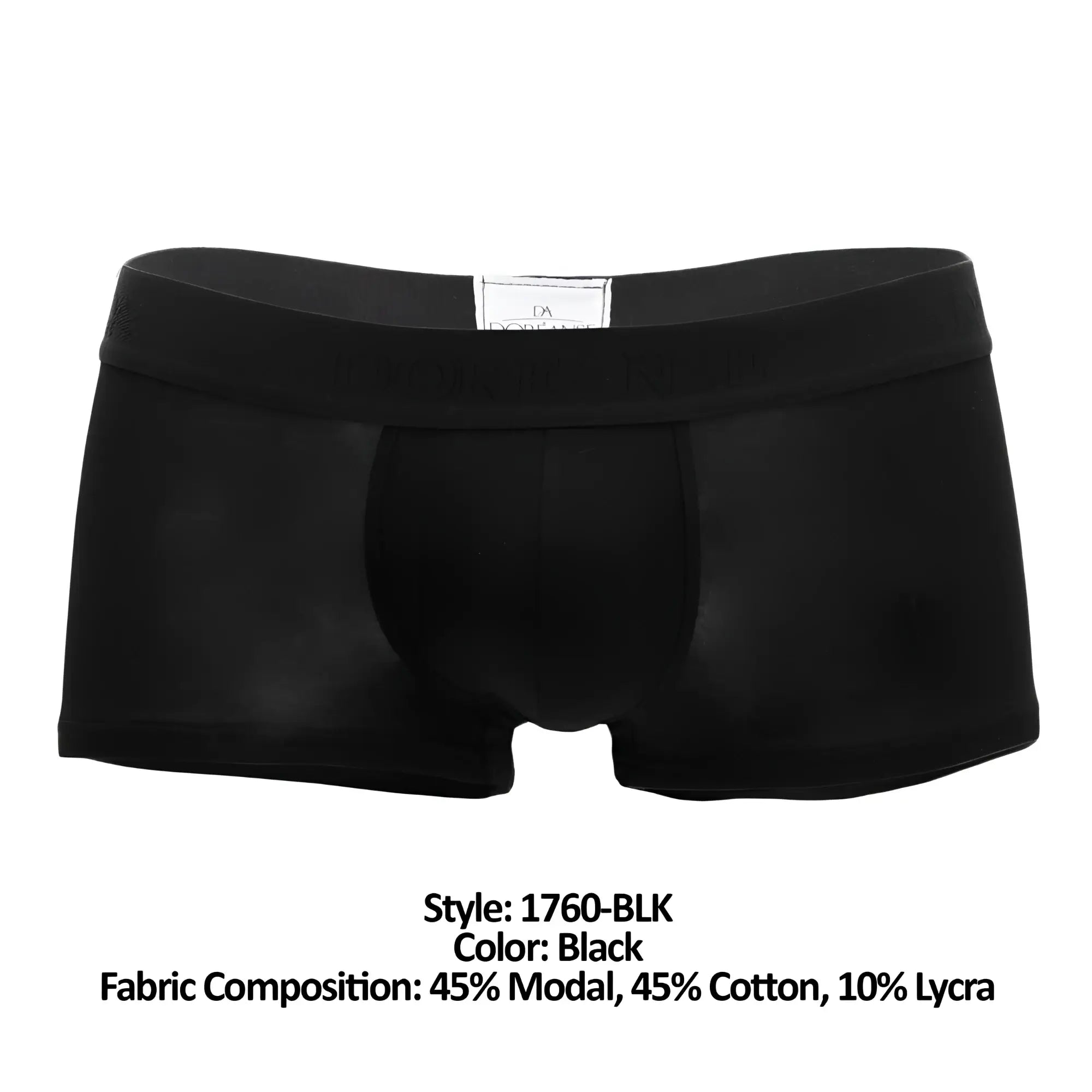 Doreanse 1760-BLK low-rise trunk black mens briefs made from 45% modal 45% cotton and 10% lycra blend