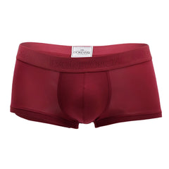 Maroon doreanse 1760-brd low-rise men’s briefs with textured waistband and brand label in bordeaux color