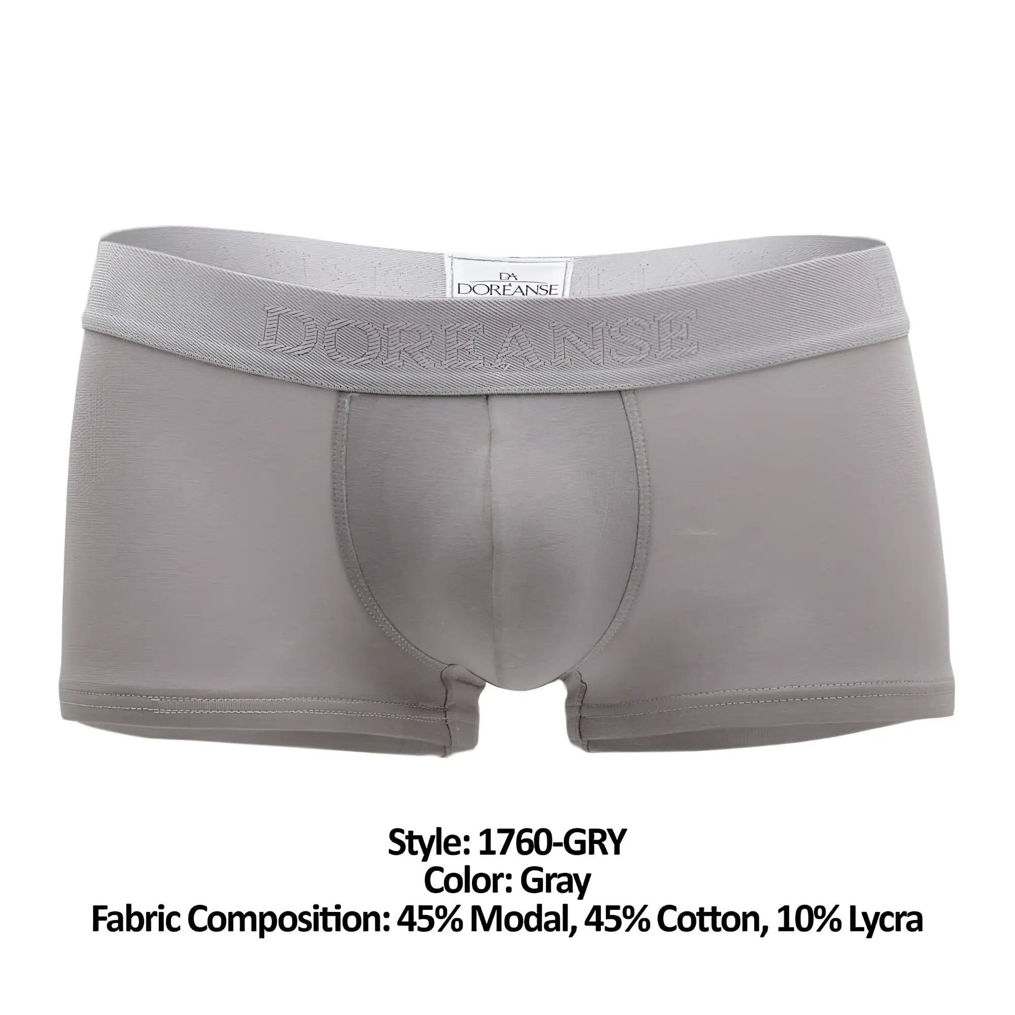 Gray doreanse 1760-gry low-rise men’s briefs made from modal cotton lycra blend for comfort and fit