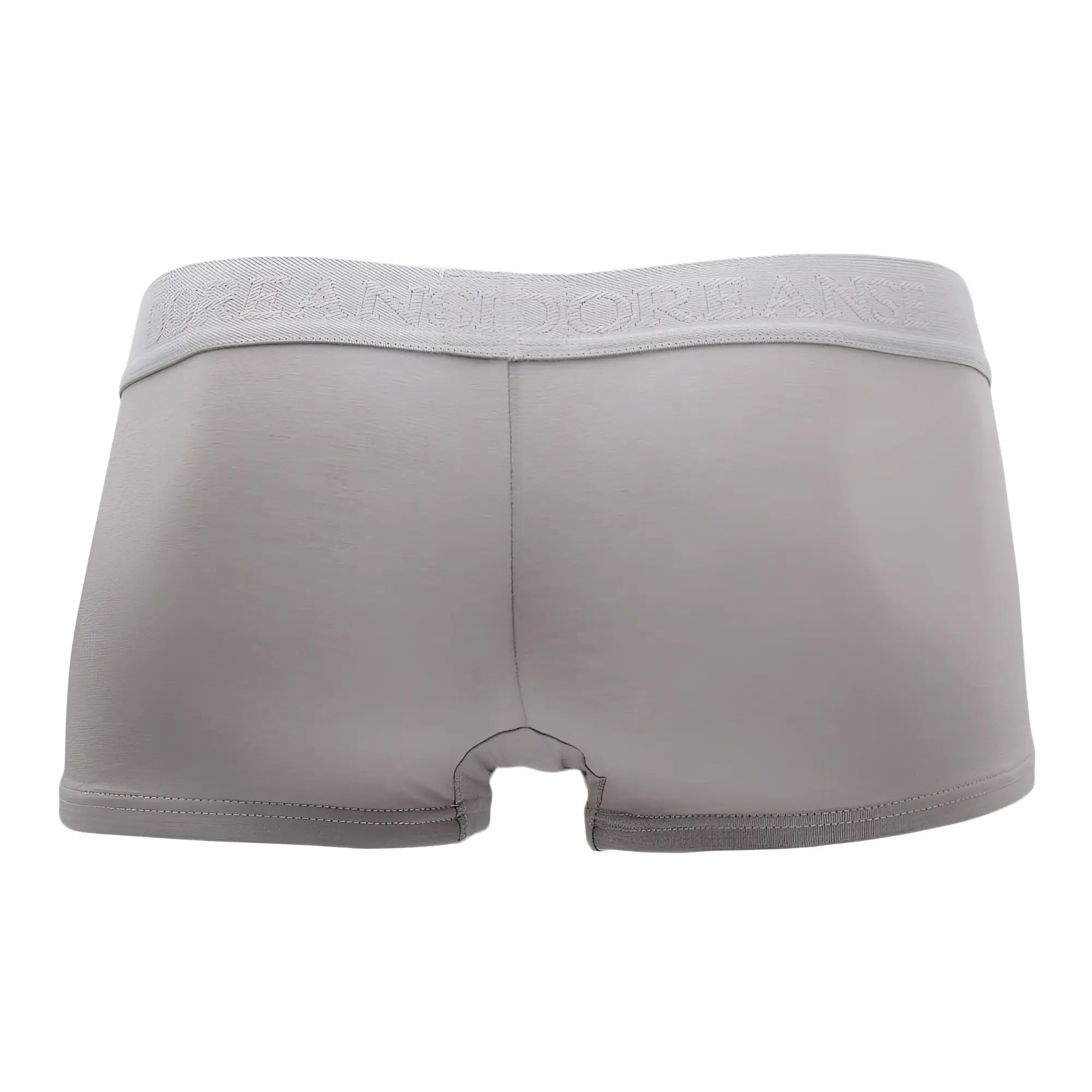Gray men’s low-rise briefs with a subtle textured waistband featuring the urban decay brand name doreanse 1760-gry