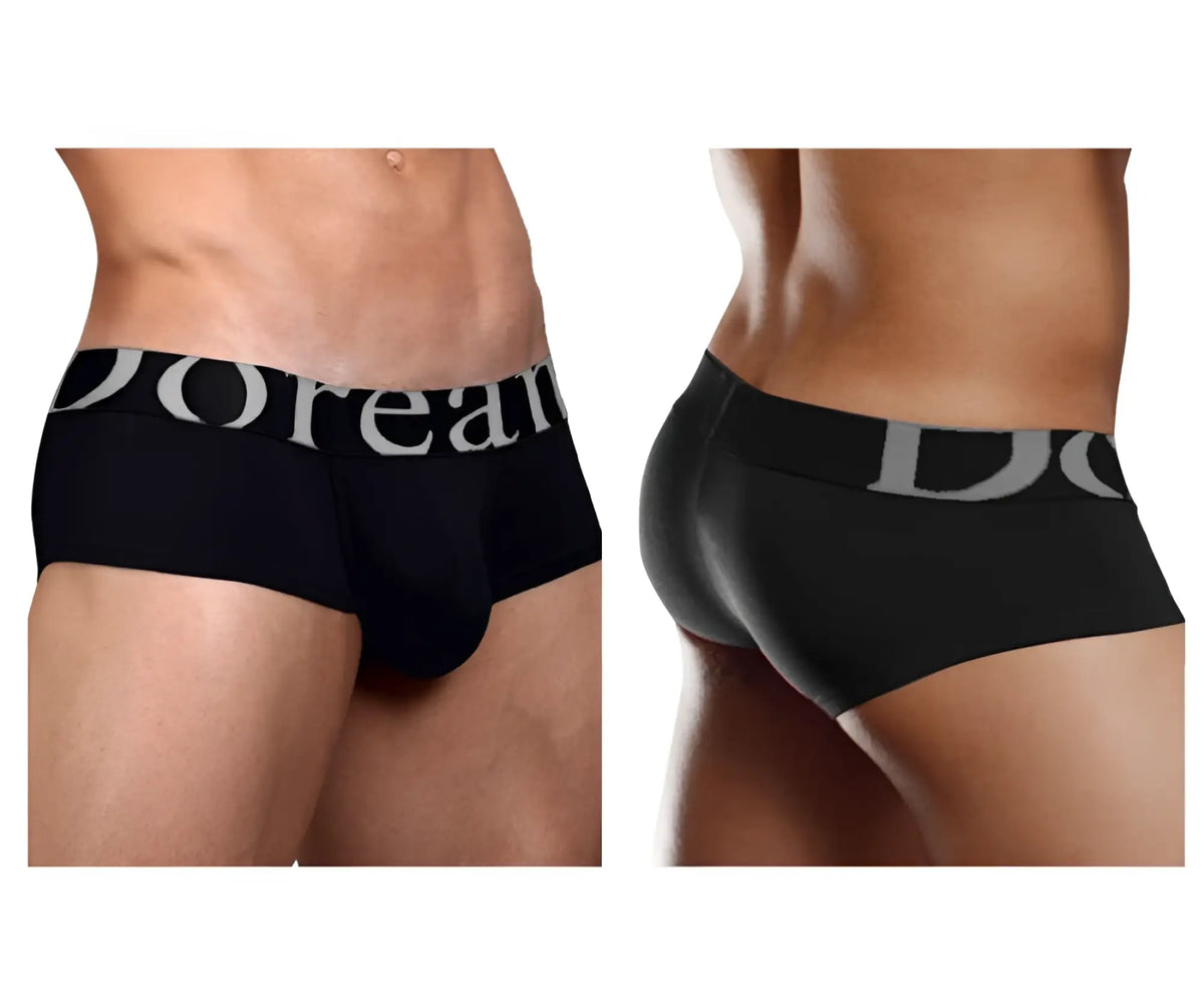 Black doreanse 1779-BLK pouch mini trunk briefs with gray logo elastic band designed for comfort and support