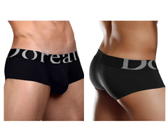 Black doreanse 1779-BLK pouch mini trunk briefs with gray logo elastic band designed for comfort and support