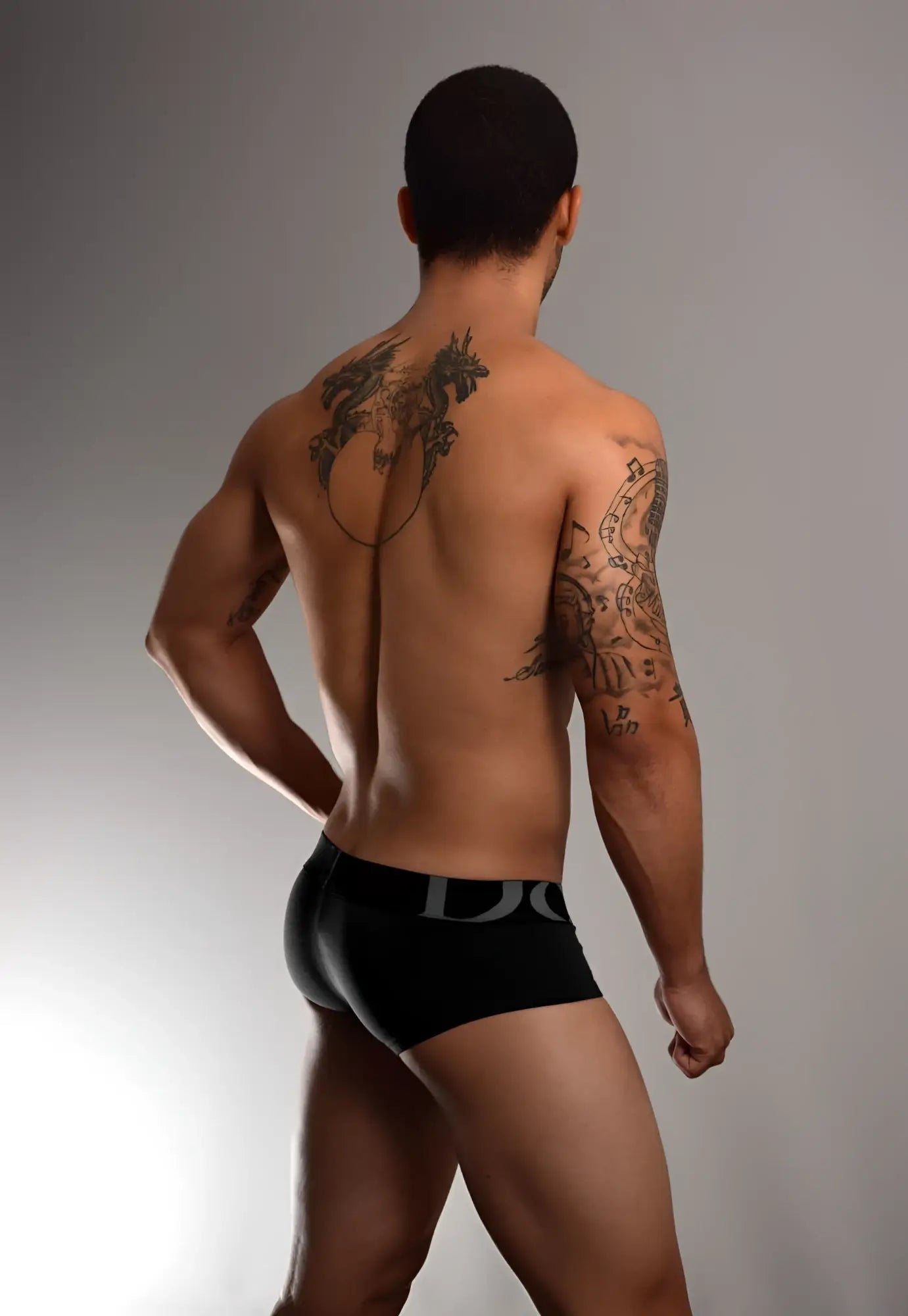Black doreanse 1779-blk pouch mini trunk briefs with silver do logo on waistband in soft breathable fabric