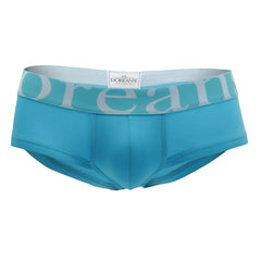 Turquoise blue doreanse 1779-trq pouch mini trunk briefs with matching elastic waistband in light gray lettering